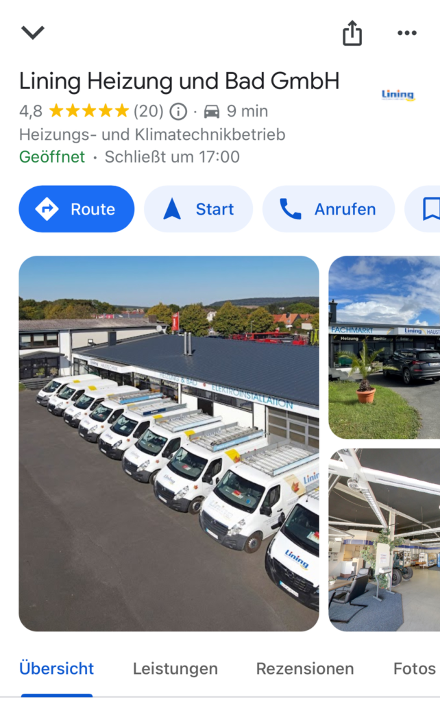 Lining Google Unternehmensprofil Der Werbevermittler - Tobias Föllmer