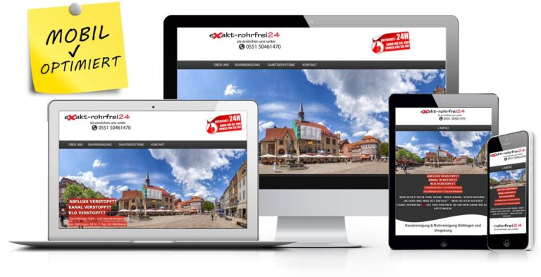 Exakt Rohfrei 24 1 referenzen mockup exakt rohrfrei24 Der Werbevermittler - Tobias Föllmer