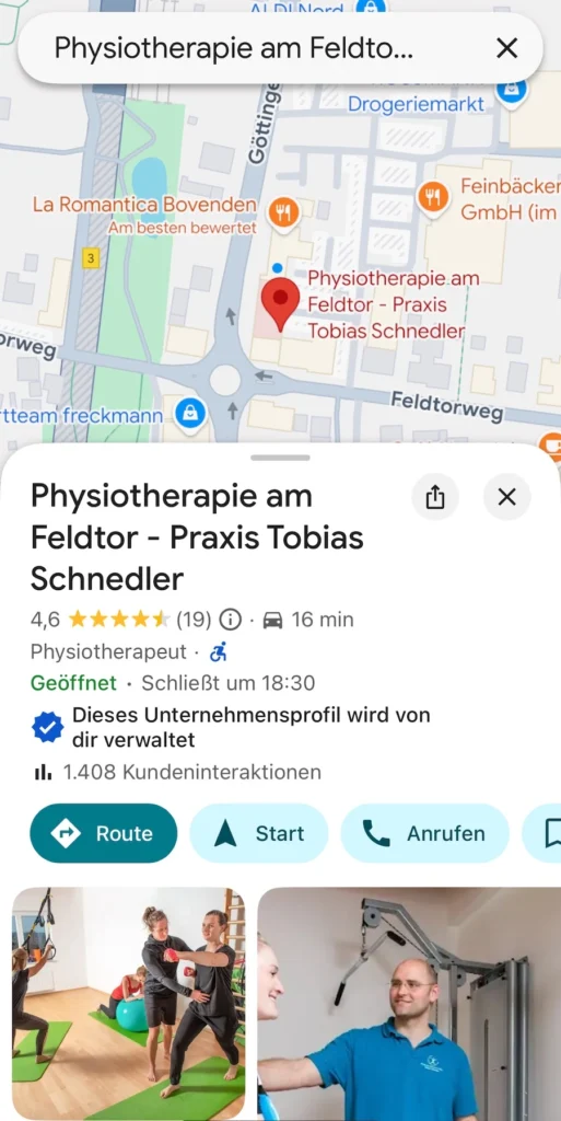Physiotherapie am Feldtor bei Google Maps